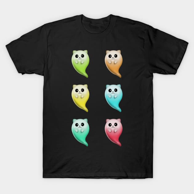 Colorful Ghost Cats Pack T-Shirt by Luna Illustration